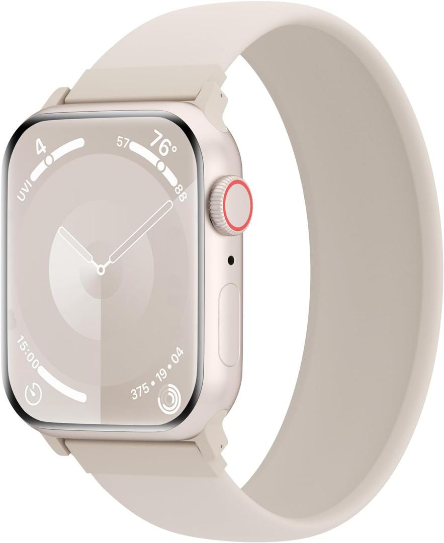 Silicone Solo Loop Bands Compatible with Watch Band 38mm 40mm 41mm 42mm 44mm 45mm 46mm 49mm, Sport Stretchy Strap Soft Replacement Wristband for iWatch Ultra 3 2 1 Series 11 10 9 8 SE 7 6 5 4