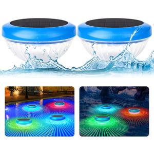 Solar Floating Pool Lights,RGB Color Changing Pool Floating Light,IP68 Waterproof Solar Pool Lights that Float,LED Pool Light for Inground & Above Ground Pools,Outdoor Garden,Party Decor (2)