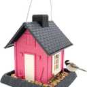 North States Village Collection - Fiesta Pink Cottage Bird Feeder: Hanging Bird Feeder for Outdoors, Holds 5 Pounds of Seed