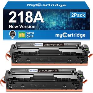 218A W2180A Black Toner Cartridges 2 Pack High Yield (with Chip) Compatible Replacement for HP 218A 218X for Color LaserJet Pro 3201dw MFP 3301fdw 3301cdw 3301sdw Printer Ink W2180A W2180X