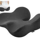 Seat Cushion for Tailbone & Sciatica Pain Relief - Plush Yet Supportive Ergonomic Memory Foam Chair Cushions for Office Chair, Car, Wheelchair,Airplane & Long Sitting (Gray)