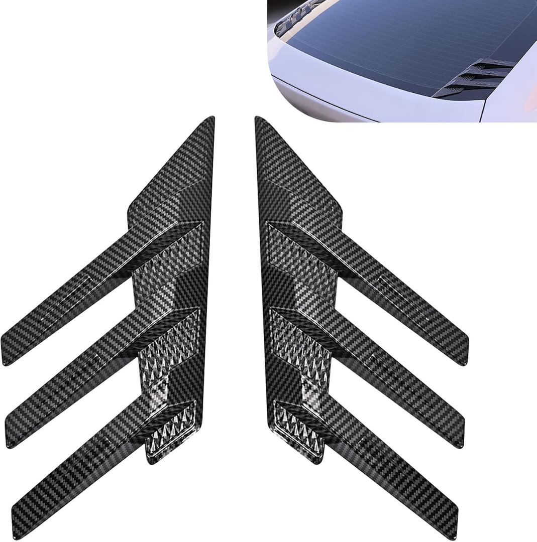 2 PCS Car Rear Window Air Knife Shaped Decals, Louvers Decorative Sticker, Racing Style Fender Decal, Automotive Upgrade & Modification Decorative Accessories (Carbon Fiber)