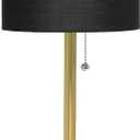 Simple Designs LT1076-GDB Tapered Fabric Drum Shade Table Lamp, Gold and Black, Gold/Black, 8 x 8 x 21
