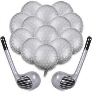 15Pcs Golf Balloons Sports Birthday Party Decorations Include 13Pcs 18 inch Balloons & 2Pcs Golf Club,Golf Themed Party Decorations for Boys