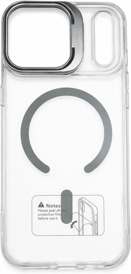 Clear Phone Case Compatible with iPhone 17 Pro Max with a Stand, Transparent Protective Cover. (Gray)