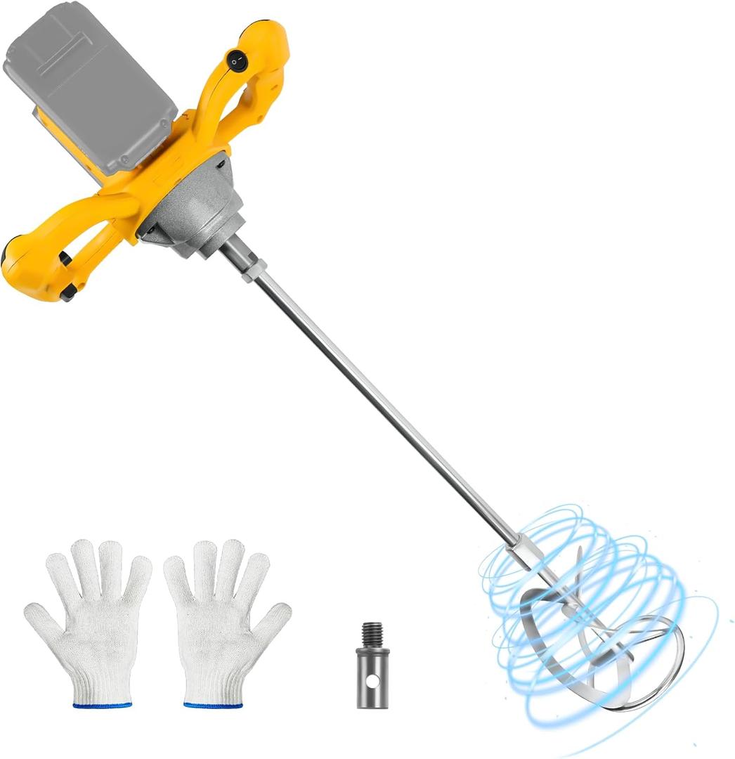 Cordless Cement Mixer for Dewalt 20v Battery, 1200W Electric Concrete Mixer, Portable Mortar Mixer with 6 Speed, Handheld Mud Mixer for Mortar, Fodder, Paint, Plaster, Thinset