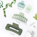 2 x Hair Claws 16 Pcs Hair Clips for Women Thin Thick Curly Hair Large and Small Matte Banana Clips Strong Hold Nonslip (Green series)