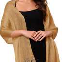 Shawl Wraps for Women, Formal Shawl Wraps for Evening Dress, Sparkly Scarf for Wedding, Cocktail Party, Prom (Gold)