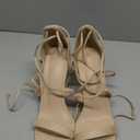 Allegra K Women's Stiletto Heel Lace-up Sandals (7, Beige)