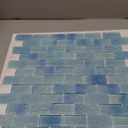 Glass Mosaic Tile Light Blue Wave 12 x 12 Inch Glossy Glass Tile for Swimming Pool Backsplash Shower Waterline Fountain Spa Wall (5-Pack, 5 sq.ft.)