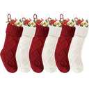 Doitory Christmas Stockings 18 Inches,Long Knitted Socks Christmas Decoration Hanging Stocking Fireplace Xmas Tree Stocking for Home Family（3red+2white）