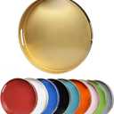 Gold Round Decorative Tray with Handles, 13" Elegant Coffee Table Serving Tray for Ottoman Living Room, Bathroom, Outdoors, Breakfast