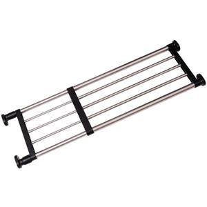 Hershii Expandable Closet Tension Shelf Rod Adjustable Metal Storage Rack Cabinet Organizer DIY Divider Separator Shelves for Wardrobe Cupboard Kitchen Bathroom, Black, 29.4-46.25inches