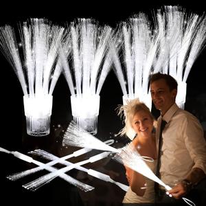 Redants 100Pcs White LED Fiber Optic Wands, 14in Glow Light Sticks | Light Up Wands Ideal for Wedding, Music Festival, Halloween, New Year Party, Bar DJ, Party Favor Supplies
