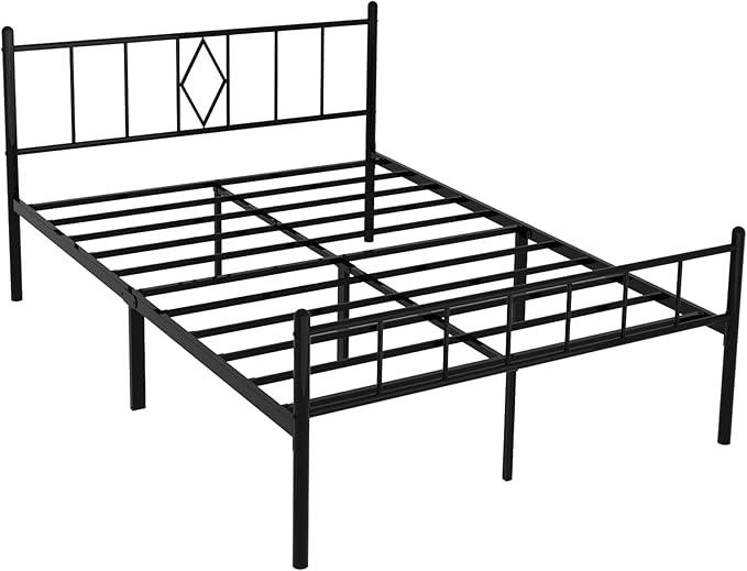 14 Inch Full Size Bed Frames with Headboard/Footboard, Under Bed Storage, Strong Metal Slats Support, No Box Spring Needed, Noise Free, Easy Assembly, Black