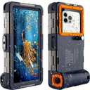 Underwater Snorkeling Diving Phone Case for iPhone16 15/14/13/12 Pro Max Samsung Galaxy S24/S23/S22/S21 Universal, [50ft/15m] Professional Scuba Dive Waterproof Case Underwater Photo, Orange