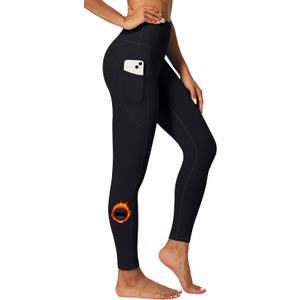 IUGA Fleece Lined Leggings Women Thermal Leggings for Women Winter Warm Tights High Waisted Hiking Yoga Pants with Pockets (Large, Black)