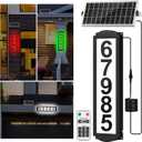 Solar House Numbers with Separate Panel, T-SUNUS Address Sign for Outside Horizontal & Vertical Mounted, Waterproof LED Number Plaque Street Yard Mailbox Visitor Mailman 911 Ubereats (RGB&White 6000K)