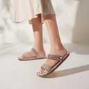 LAVAU Slip on Open Toe Slide Sandals for Women with Two Strap 1501-Tan-8