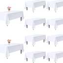 10 Pack White Table Cloth Rectangle 60x126 Inch Rectangular Tablecloths for 8 Foot Tables, Wrinkle Resistant Washable White Tablecloth Polyester Fabric Table Covers for Party Banquet Wedding Buffet