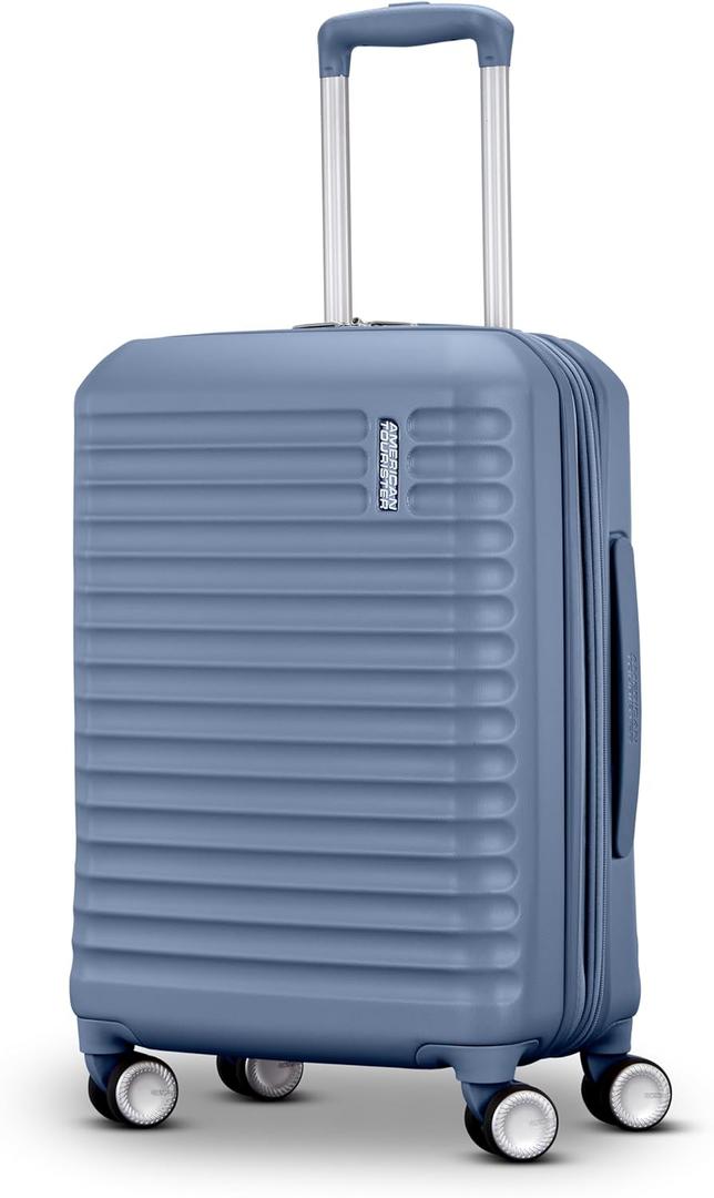 American Tourister Stratum 3.0 Carry-On Spinner, Airline Approved, Durable Hardside Luggage, Expands 1.5", RightHeight Adjustable Handle, Elemental Blue