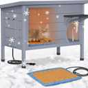Heated Cat House for Outside - Wooden Outdoor Cat Houses for Outdoor Cats, Winter Outside Cat House Weatherproof, Warm Insulated Cat House for Feral Cats, with Heated Pad, Escape Door