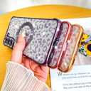 Fiyart Designed for Samsung Galaxy S21 Case,Compatible with MagSafe Cheetah Print Plating Camera Protection Clear Magnetic Glitter Leopard for Women Girls Phone Bumper 6.1"-Pink