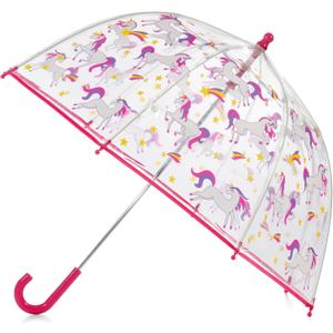 totes Kids Clear Bubble Umbrella with Dome Canopy, Lightweight Design, Wind and Rain Protection Umbrella, Pink Unicorn, Kids - 38" Canopy