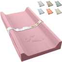 Vegan Leather Baby Changing Pad, Waterproof & Wipeable Soft Diaper Changing Mat 32 x 16.6" Comfortable Infant Changing Station for Dresser & Table (Pink)