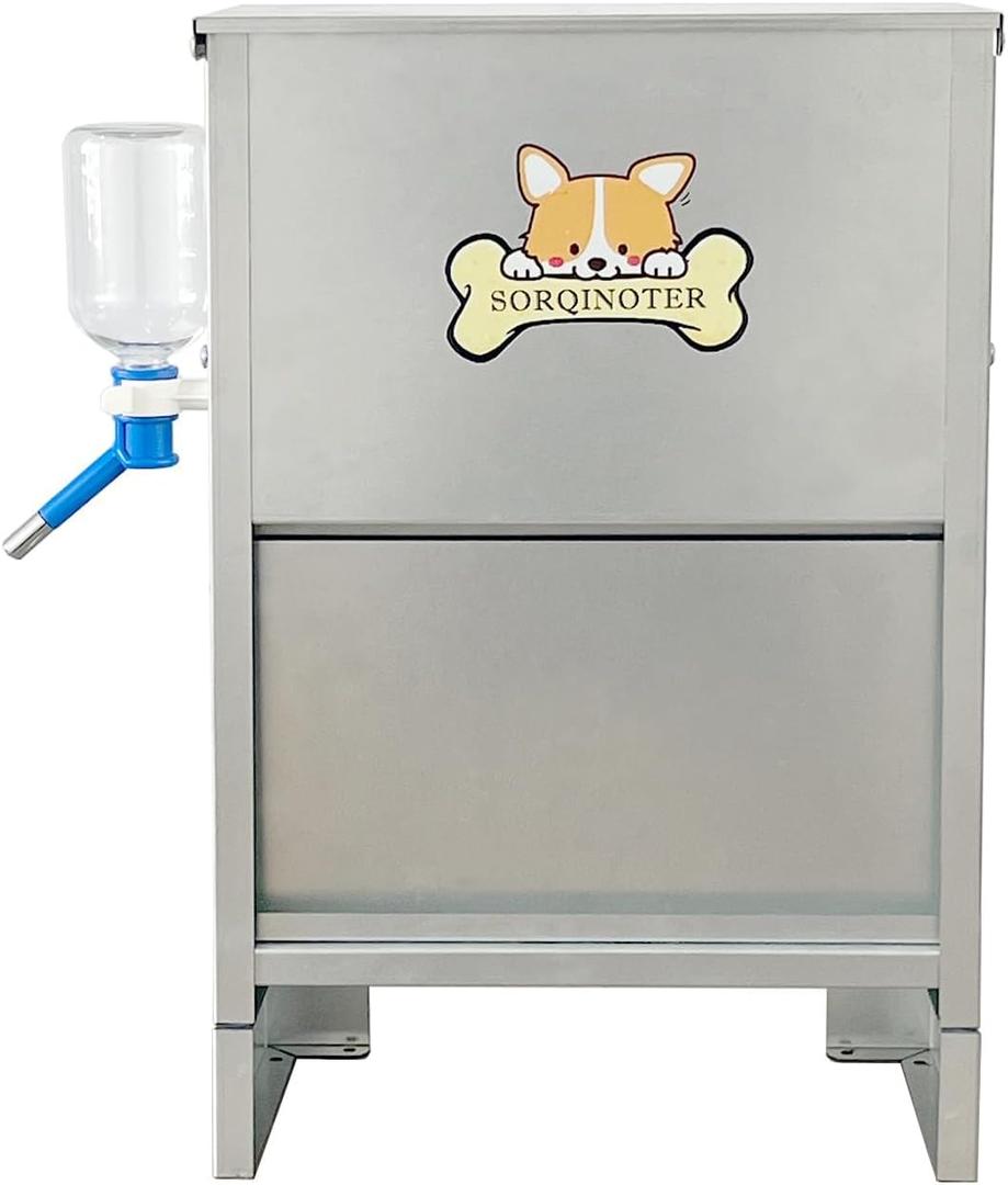 Outdoor Dog Feeder, Automatic Galvanized Gravity Pet Feeder for Large Dogs Breed, 25lbs-15lbs