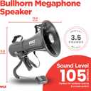 Pyle Portable Compact PA Megaphone Speaker with Alarm Siren & Adjustable Volume - 50W Handheld Lightweight Bullhorn - with Mic, AUX IN for MP3, 1200 Yards Range, Rechargeable Battery