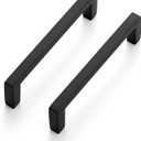 Ravinte 5 Pack Matte Black Cabinet Pulls, 3-3/4 Inch (96mm) Hole Center Slim Kitchen Handles, Square Drawer Pulls for Cabinets & Cupboards, Hardware