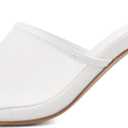 Women's Mule Heels Chunky Kitten Heeled Sandals Mesh Slip On Square Toe Comfortable Casual Dress Pumps Shoes (White), 6.5