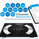 Smart Body Fat Scale - Accurate Digital Bathroom Scale with Bluetooth, 16 Essential Measurements Including Muscle Mass, Bone Mass, Body Water, BMI, and Visceral Fat【Black】