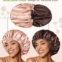 3 x BONNET QUEEN Silk Bonnet for Sleeping Hyaluronic Acid Satin Bonnet, Double Layer Hair Wrap for Curly Hair Women Sleep Cap (Champagne & Brown)