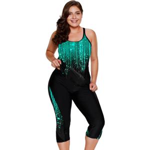 LALAGEN Womens Plus Size Swimsuits 2026 Modest Rash Guard Capris Tankini Bathing Suits Two Piece Bathing Suit Swimwear Green Dots XXL