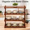4-Tier Wooden Mug Display Holder, Space-Saving Countertop Cup Organizer Rack, 19.7 x 7.9 x 20.5 in Solid Wood Desk Shelf for Home Office Kitchen Coffee Station