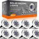 INCX Solar Ground Lights Outdoor, 8LED Solar Garden Lights IP65 Waterproof, Solar Disk Lights for Pathway, Yard, Deck, Patio, Walkway, Cold White, Pack of 8 