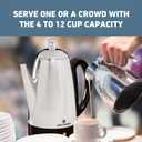 West Bend Electric Percolator Classic Style Coffee Maker with Heat Resistant Handle Base and Detachable Cord with Stainless Steel Stem and Basket, 12-Cup, Silver