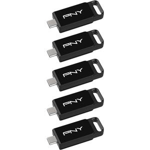 PNY Elite Type-C 64GB USB 3.2 Flash Drive Up to 120MB/s Read, Up to 10x Faster Write Than USB 2.0, Reliable Design, Durable & Portable for Everyday Store & Share, Type-C Connector, 5-Pack