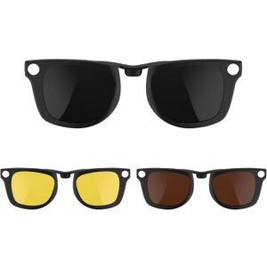 HiBloks 3Pcs Polarized Clip-on Compatible with Ray-Ban Meta Wayfarer & Gen 2 (RW4008/RW4012 Large), Discoloration Clip for Rayban Meta Gen 2 Accessories (Night Vision Yellow, Black, Brown)