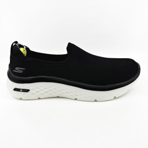Skechers Go Walk Hyper Burst Grand Smile Black White Womens Slip On Shoes, Size 7.5