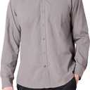 Amazon Essentials Men's Long-Sleeve Casual Poplin Shirt (Gray, L)