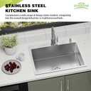 Kitchen And Bar Sink, 27x22 Inch Stainless Steel Drop In Modern Single Bowl Topmount Kitchen And Bar Sink Combo-Silicon Mat,Drain Strainer Set Compatibility With Various Kitchen&Bar Style, 27x22x9 inches