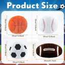 Juexica Sports Throw Pillows Fluffy Stuffed Soccer Basketball Baseball Pillow Plush Toy Sport Cushion for Room Decor Birthday Present(Medium,Assorted Color,4)