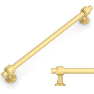 Amerdeco 10 Pack Brushed Gold Cabinet Pulls 7.5 Inch(192mm) Hole Center Drawer Pulls Cabinet Hardware Kitchen Cabinet Handles for Bathroom ZH0069