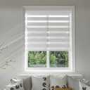 Cordless Zebra Blinds for Windows, Modern Dual Layer Zebra Shades with Linen-Blend Fabric, Light Filtering & Privacy Control, Easy Install, （36" W×72" H,Beige）