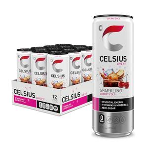 CELSIUS Sparkling Cherry Cola, Sugar Free Energy Drink, 12 Fl Oz (Pack of 12), Best Before: 09/2026