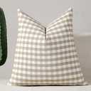 vctops Coffee Buffalo Check Plaid Decorative Throw Pillow Covers 18x18 Inch Farmhouse Gingham Square Cushion Cover Pillowcase for Sofa Bedroom Couch (Coffee Plaid,18"x18")