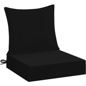 downluxe 24x24 Outdoor Chair Cushions, Waterproof Fade Resistant Patio Furniture Cushions with Handle & Removable Cover, Deep Seat Outdoor Cushions for Sofa, Couch and Patio Chairs, Black